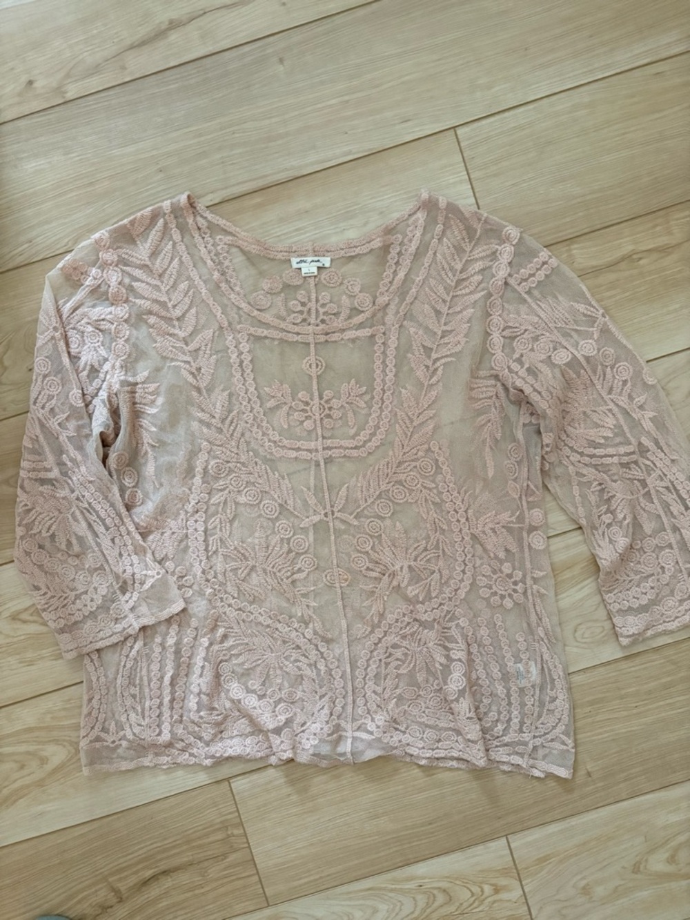 Blush pink sheer embroidered top fairy cottage romantic feminine sweet